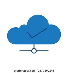 Cloud Tick Blue Icon. Cloud Technology Editable Stroke Vector Illustration