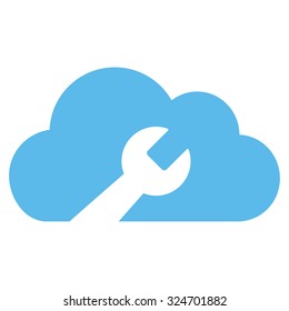 Cloud Tools vector icon. Style is flat symbol, blue color, rounded angles, white background.