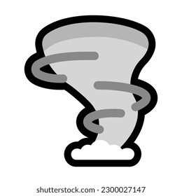 Nube con un icono plano del vector de tornado. Nube aislada con ilustración de un emoticono tornado