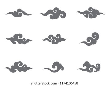 Cloud Traditional Vector Set. Asian Art.