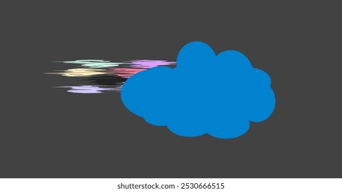 Nube con un rastro de humo sobre un fondo oscuro. Ilustración vectorial