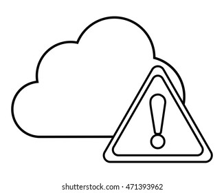 cloud trangle cyber security system technology icon. Silhouette isolated and flat design. Vector illustration