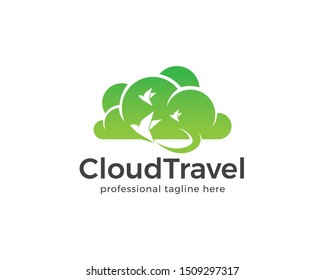 Cloud travel logo. vector design template