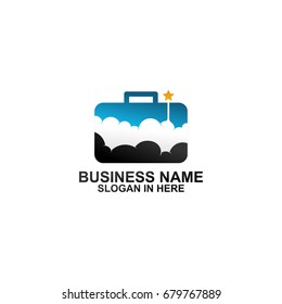 Cloud Travel Suitcase Logo Template Design
