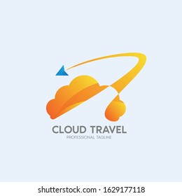 cloud travel vector logo design template