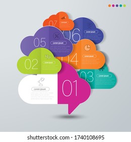 diagrama de árbol en la nube gráfico color de papel origami en plantilla info-gráfica vectorial para la gráfica de presentación de diagrama
y concepto de negocio con opciones de 5 ó 6 elementos