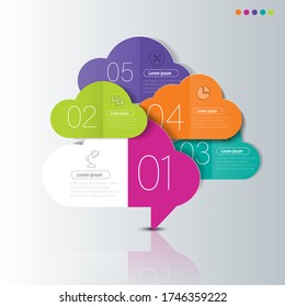 diagrama de árbol en la nube gráfico color de papel origami en plantilla info-gráfica vectorial para la gráfica de presentación de diagrama
y concepto de negocio con opciones de 5 ó 6 elementos