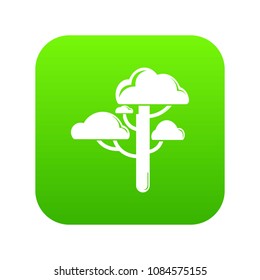 Cloud tree icon green vector isolated on white background