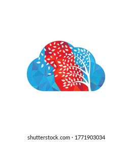 Cloud Tree logo design with leafs icon template elements company business. wind blowing through leafs. nature or environment issues or ecological concept.