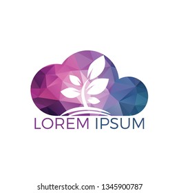 Cloud tree logo design. Nature cloud logo design concept vector. 