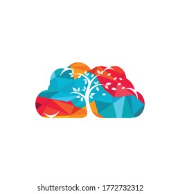 Cloud tree logo design. Nature cloud logo design concept vector. 