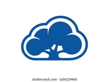 Cloud Tree Logo Design template, Eco cloud sign symbol