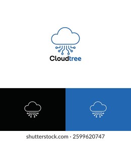 Cloud tree Logo design template