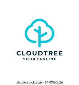 Cloud tree logo and icon design vector.