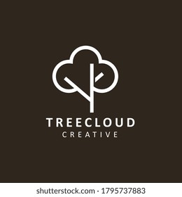 Cloud-Baum-Logo-Vorlage, Vektorgrafik