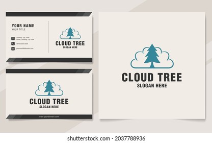 Cloud tree logo template on monogram style