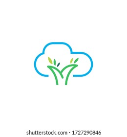 Cloud tree logo template vector icon design