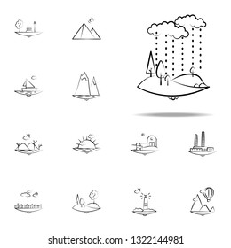 cloud tree rain icon. Landspace icons universal set for web and mobile