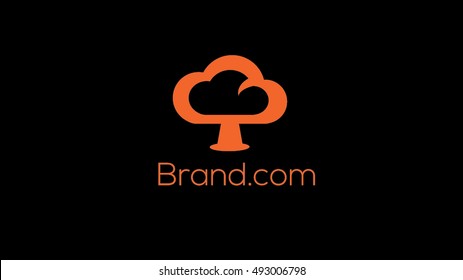 Cloud tree vector logo design template