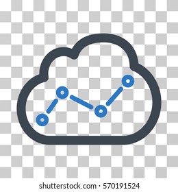 Cloud Trend icon. Vector illustration style is flat iconic bicolor symbol, smooth blue colors, transparent background. Designed for web and software interfaces.