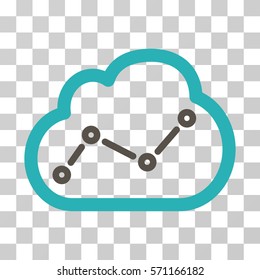 Cloud Trend icon. Vector illustration style is flat iconic bicolor symbol, grey and cyan colors, transparent background. Designed for web and software interfaces.