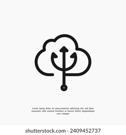 cloud trident logo design template illustration