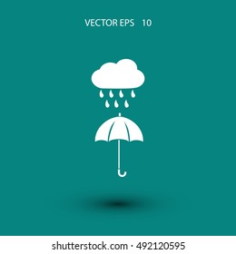 cloud and umbrella icon, flat design best vector icon