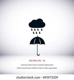 cloud and umbrella icon, flat design best vector icon