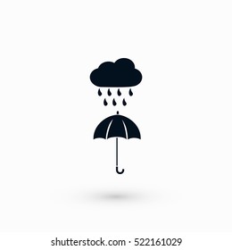cloud and umbrella icon, flat design best vector icon