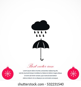 cloud and umbrella icon, flat design best vector icon