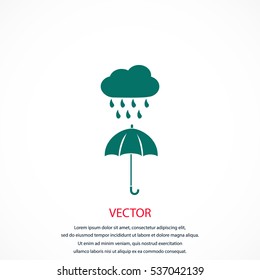 cloud and umbrella icon, flat design best vector icon