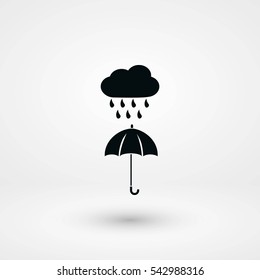 cloud and umbrella icon, flat design best vector icon
