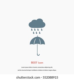 cloud and umbrella icon, flat design best vector icon