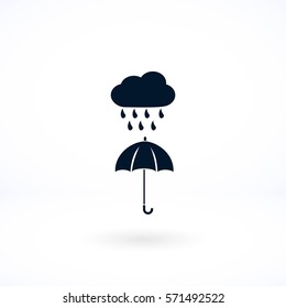 cloud and umbrella icon, flat design best vector icon