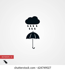 cloud and umbrella icon, flat design best vector icon