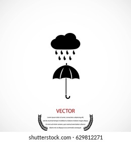 cloud and umbrella icon, flat design best vector icon