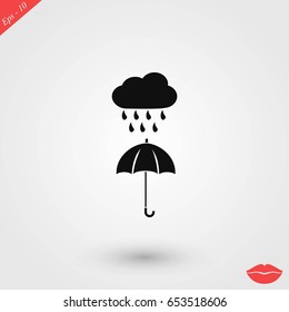 cloud and umbrella icon, flat design best vector icon