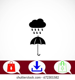 cloud and umbrella icon, flat design best vector icon