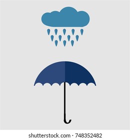 cloud and umbrella icon, flat design best vector icon.