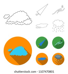 Cloud, umbrella, the north wind, a puddle on the ground. The weather set collection icons in outline,flat style vector symbol stock illustration web.