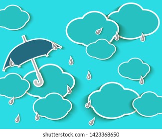 Cloud umbrella sun and raindrops poster