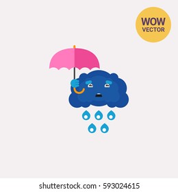 Cloud and Umbrella Vector Icon