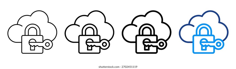 Cloud Unlock Icon Different Outline Collection Set