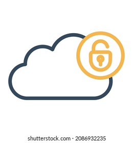 Cloud Unlock Isolated Vector icon which can easily modify or edit

