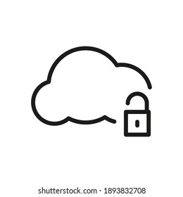 Cloud Unlock Vector Icon. For Web And App