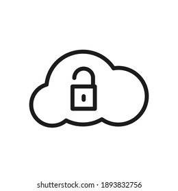 Cloud UnLocked Outline Vector Icon. For Web And App