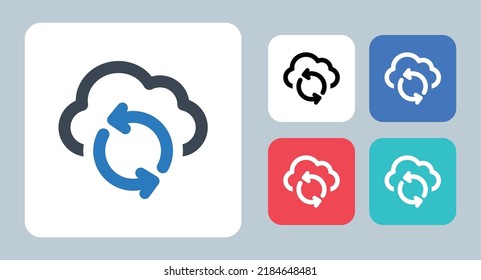 Cloud Update Icon - Vector Illustration . Cloud, Sync, Update, Data, Refresh, Share, Sharing, Syncronize, Line, Outline, Flat, Icons .