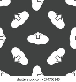 Cloud with uploaad symbol repeated on grey background