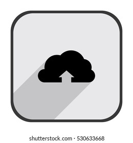 Cloud upload application - black vector icon  with long shadow