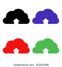 cloud upload application vector icon - colored set